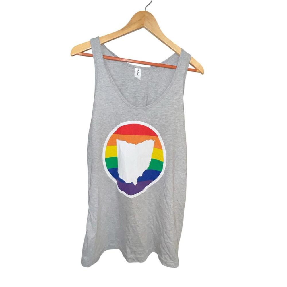 Ohio Pride Rainbow Graphic Gray Tank Top LGBTQ Tultex Unisex Size L
